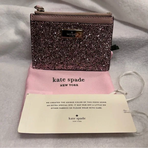 Kate Spade pink/rose gold Sunset Lane Adi coin zip mini wallet. NWT. - Picture 3 of 9